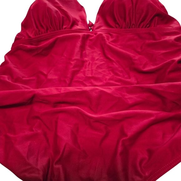 YOU DI AN One Piece Wine Red Swimsuit Ruched Women size 3XL - Picture 3 of 13